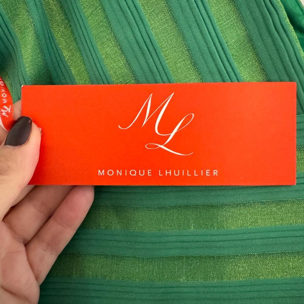 Monique Lhuillier Vibrant Green Striped Maxi Dress - Picture 8 of 12